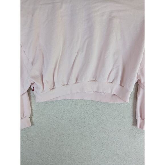 Levis Cropped Hoodie Sweatshirt Womens XL Baby Pink Drawstring Preppy - Picture 14 of 16
